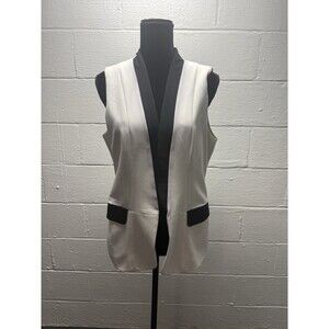 Nicole Miller Womens White / Black Sleeveless Vest Top Size L